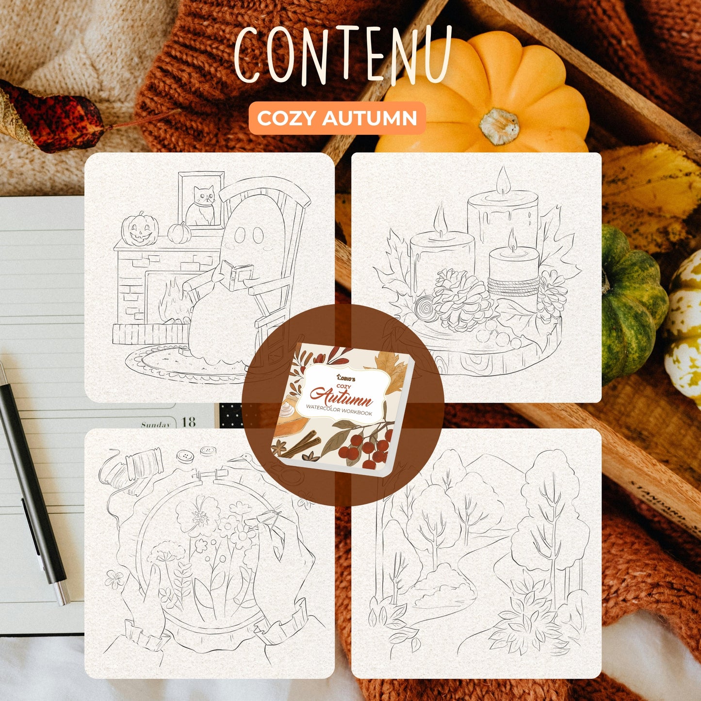 Tobio's™ Coloriages aquarellables pour débutants: Automne