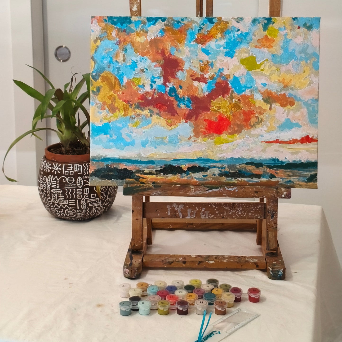 Soleil levant - Kit de peinture avec numéros